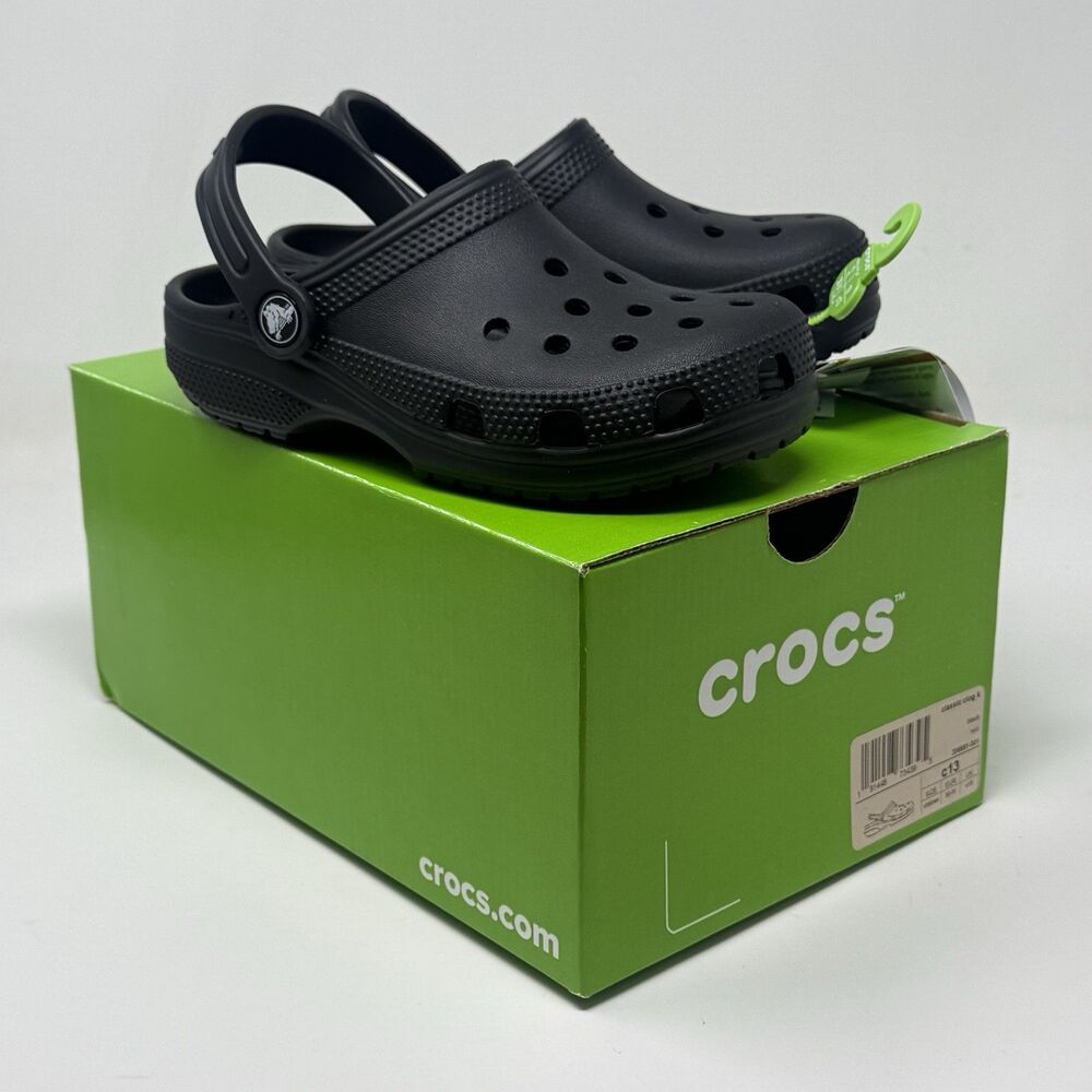 Crocs Classic Clog Boys Girls Kids Size 13 Black Comfort Summer Beach Shoe